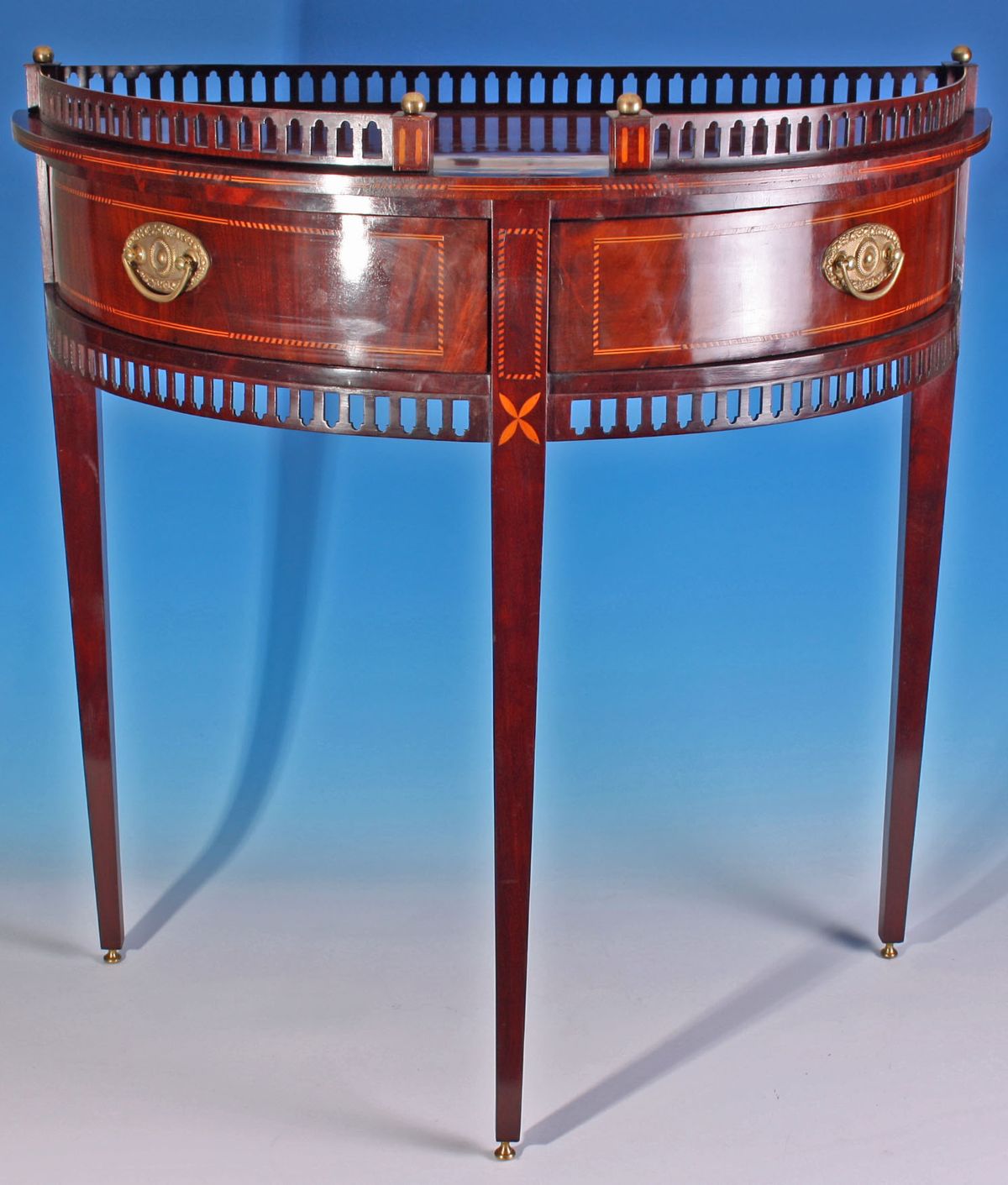 Louis XVI style mahogany demi lune table, Dutch ca. 1850