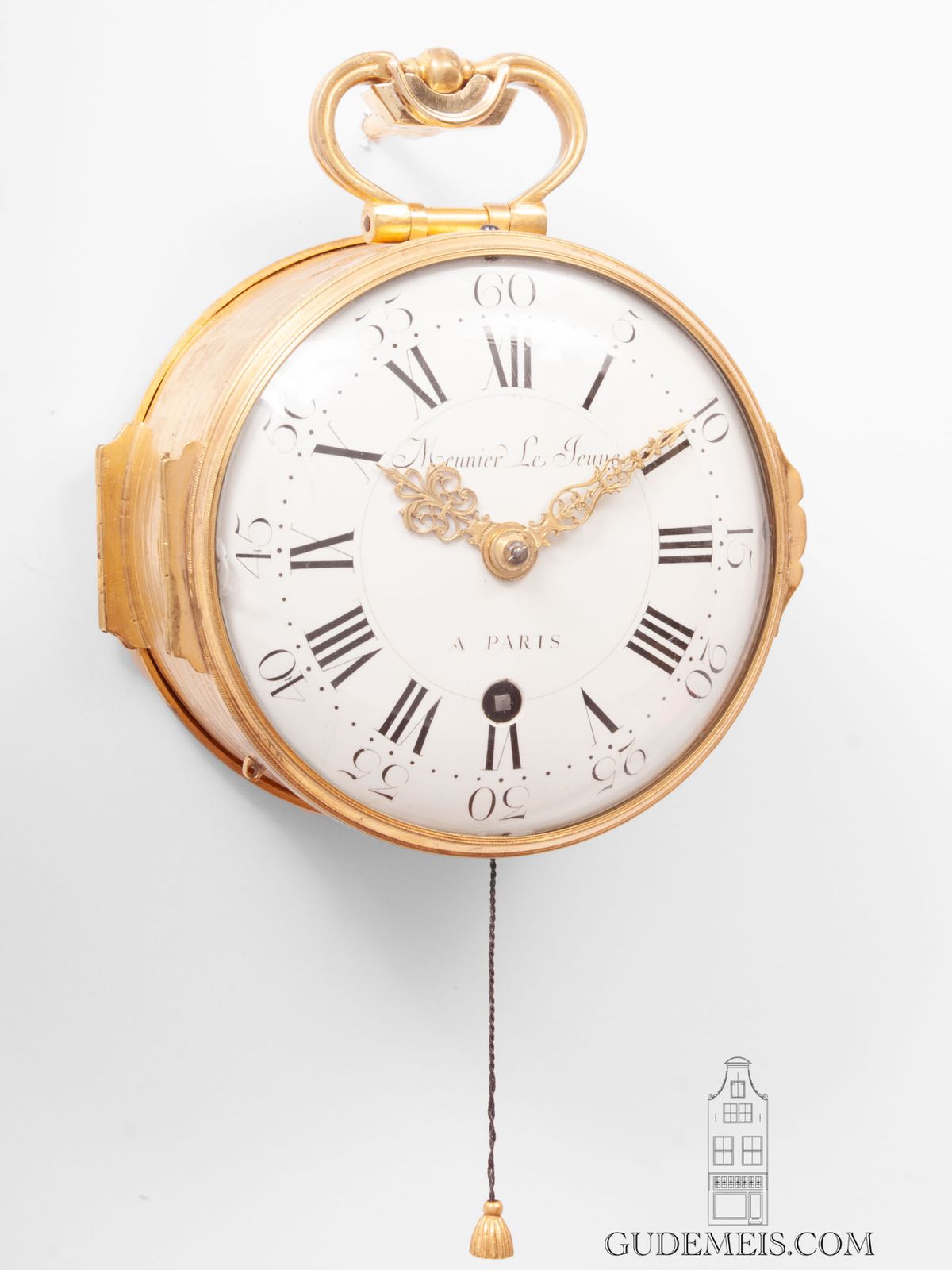 Een zeldzame Franse Louis XVI wandklok met kwartierrepetitie, Meunier Le Jeune, circa 1770. - afbeelding 1