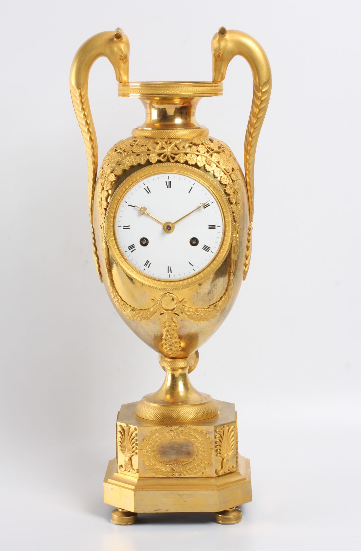 A large French Empire ormolu urn mantel clock with mythical animals, circa 1800 - image 1