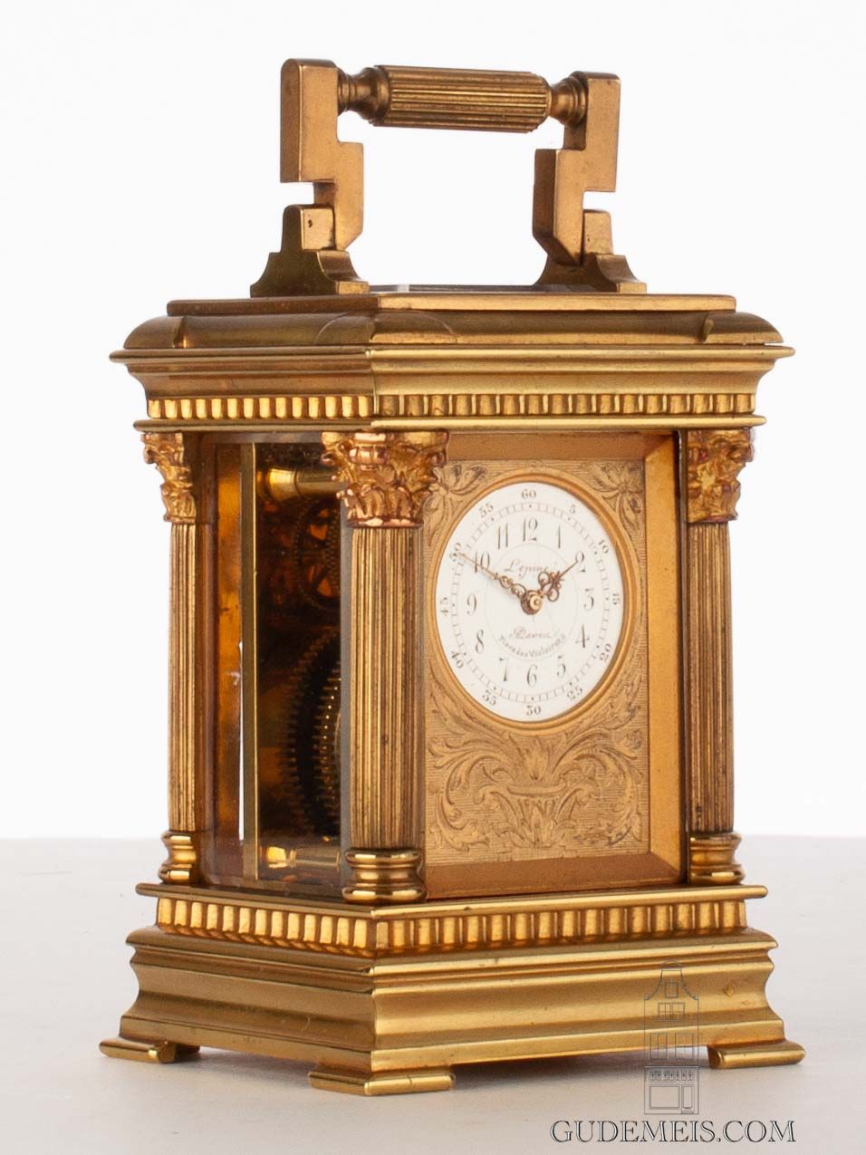 A small French glit brass travel clock by Lepine, circa 1900. - image 1
