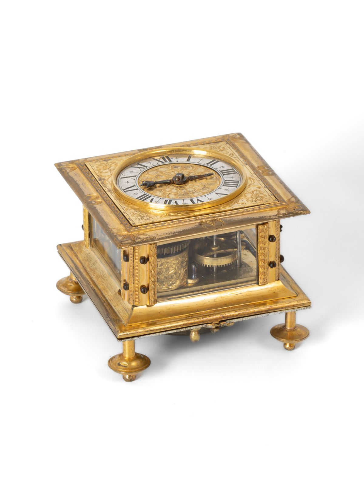 A fine South German engraved gilt horizontal table clock by Johann Sommer Augsburg, circa 1650. - image 1