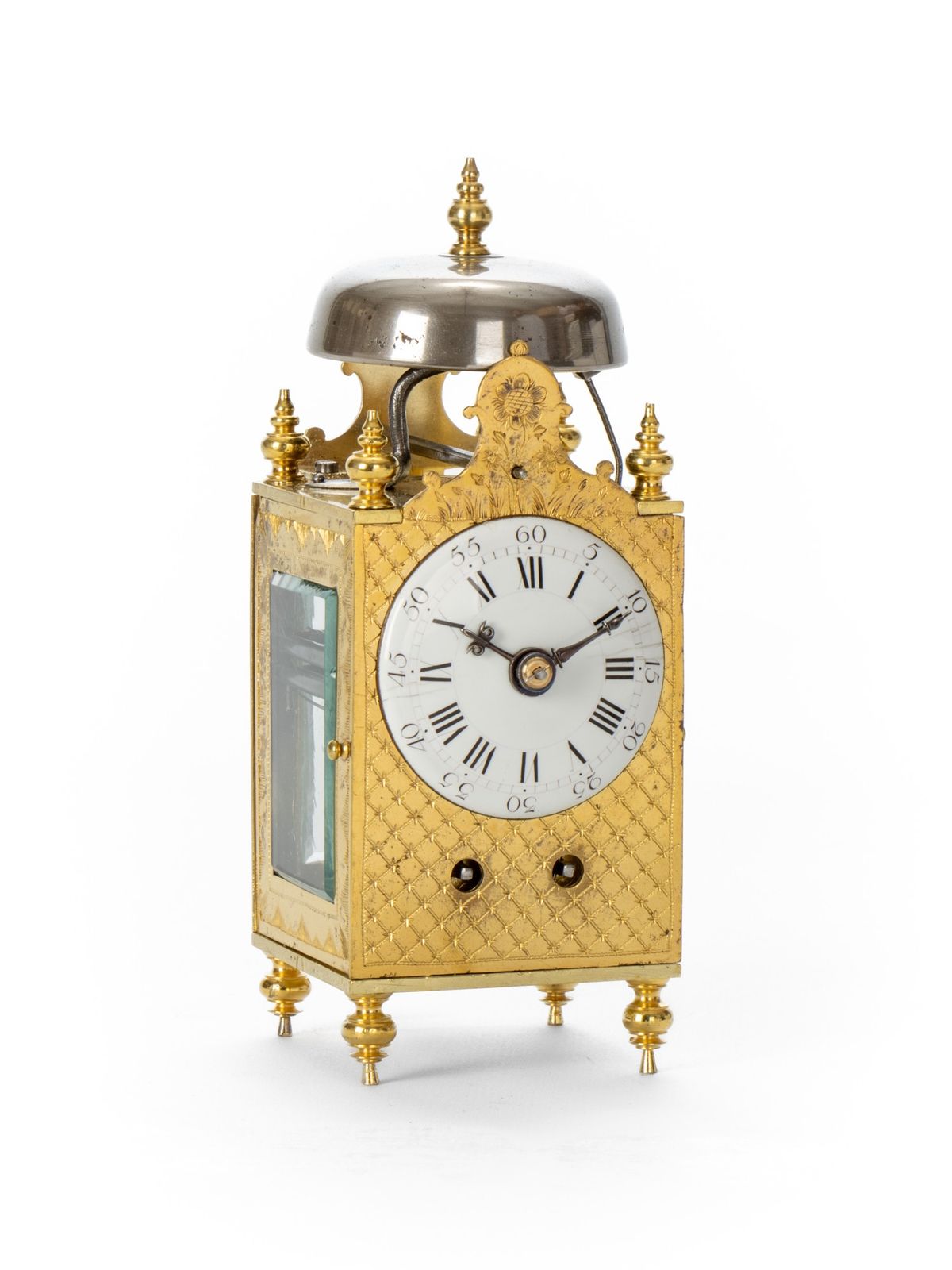 Une petite horloge de table en laiton française miniature avec carillon, vers 1780. - image 1