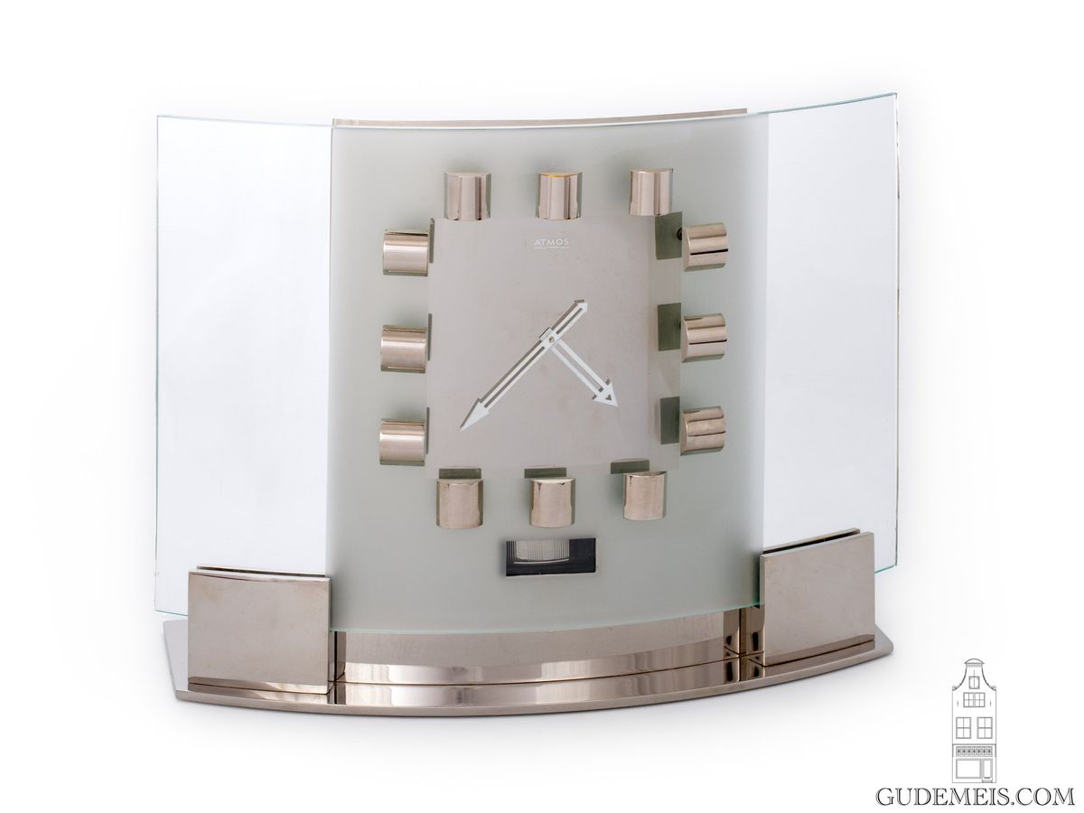 Ein seltener französischer Art-Deco-Chrom- und Glas-Reutter-Patent-Atmos-Uhr-Modell T5, ca. 1933 - image 1