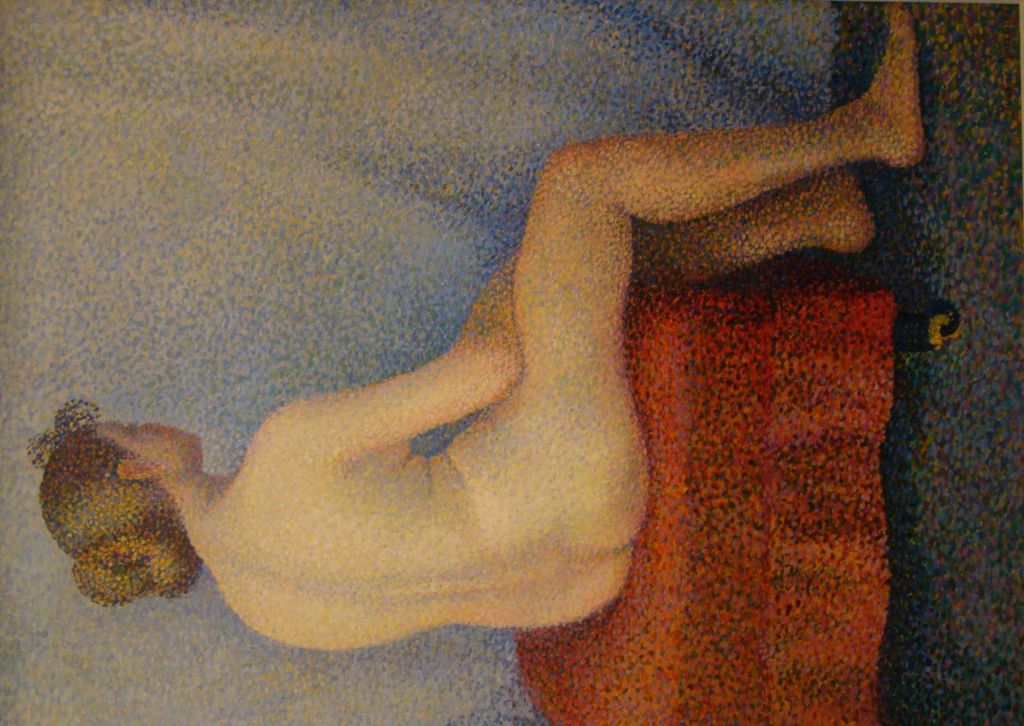 A Pointilist painting of a nude by Yvonne Serruys
