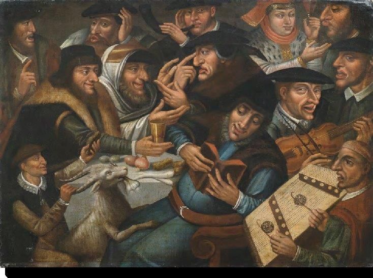 Jews celebrating Passover with a musical company