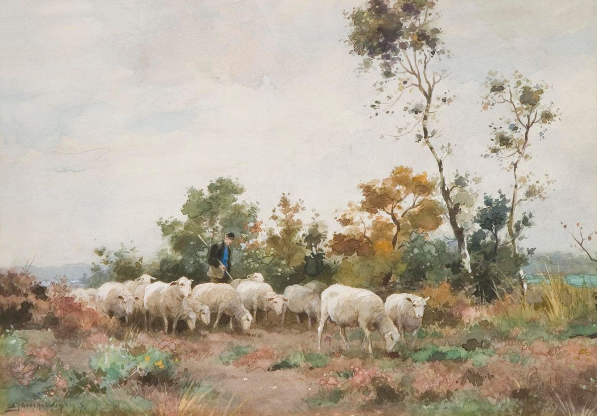Schaapherder met kudde