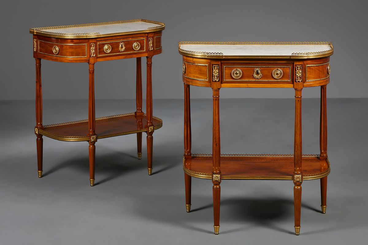 Paar Franse Louis XVI consoles dessertes - afbeelding 1