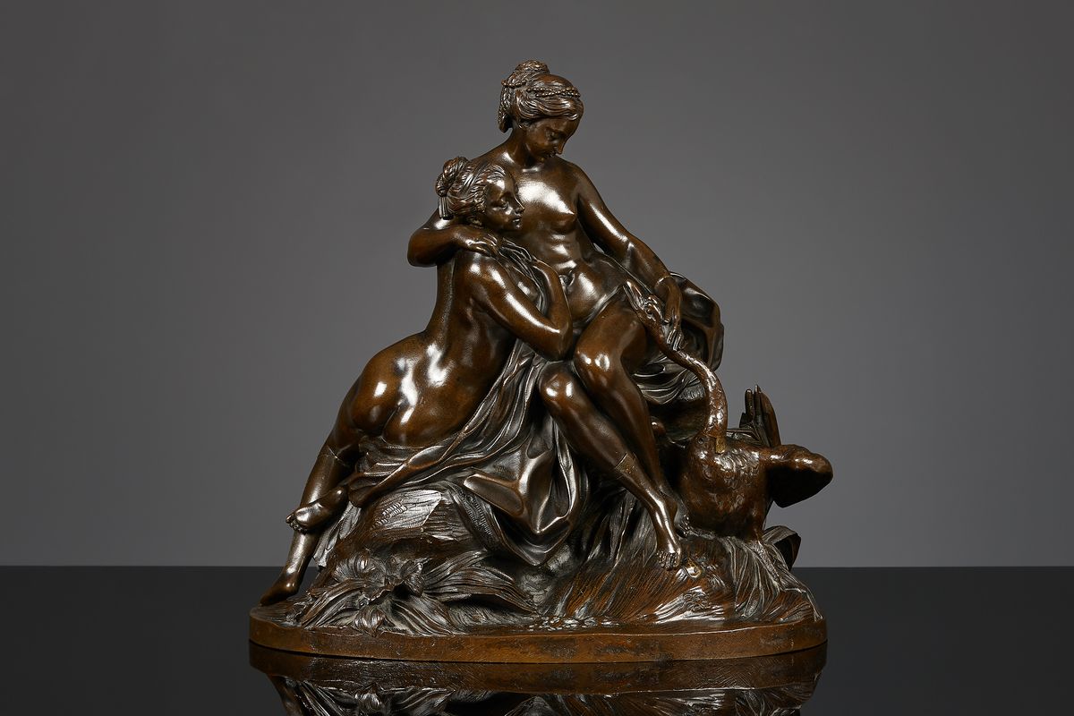 Bronze sculpture of Leda and the Swan, France, after Etienne-Maurice Falconet
