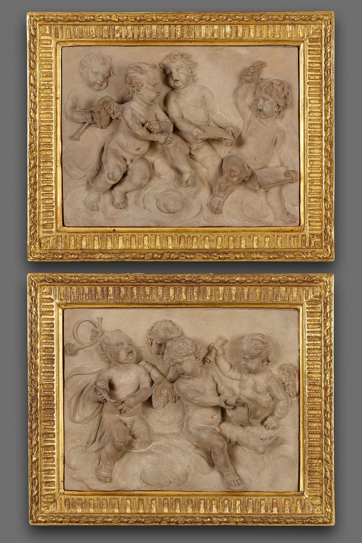 Pair of terracotta Louis XVI plaquettes,  attributed to Gilles-Lambert Godecharle - image 1