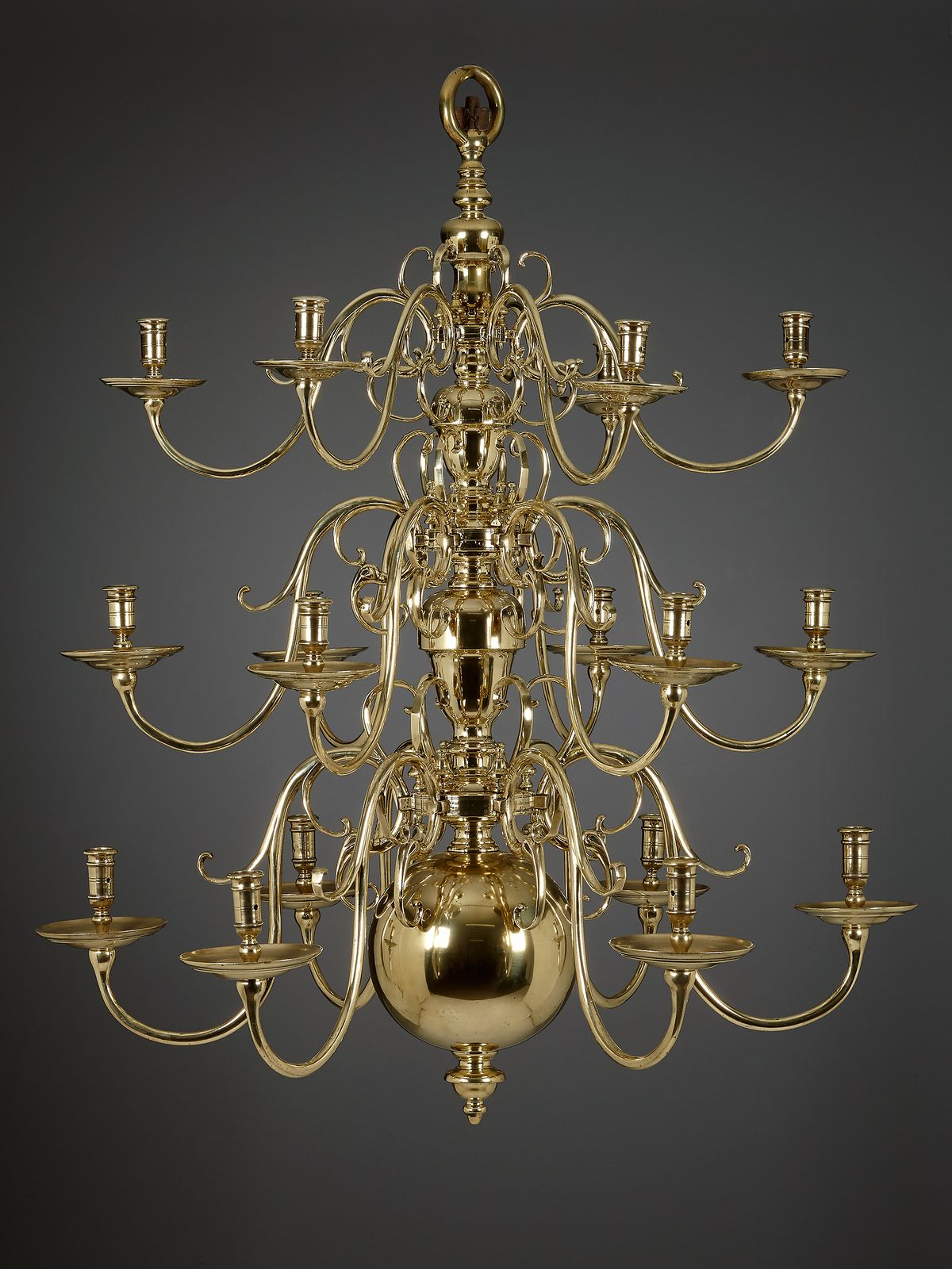 Dutch Renaissance Eighteen-Light Three-Tier Chandelier