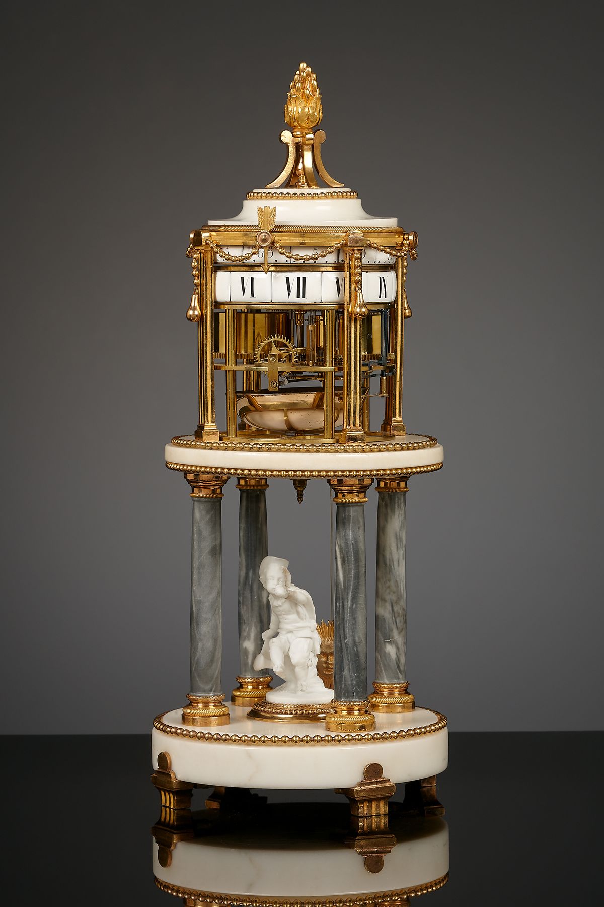 French Louis XVI cercles tournants mantel clock,  Temple de l’amour