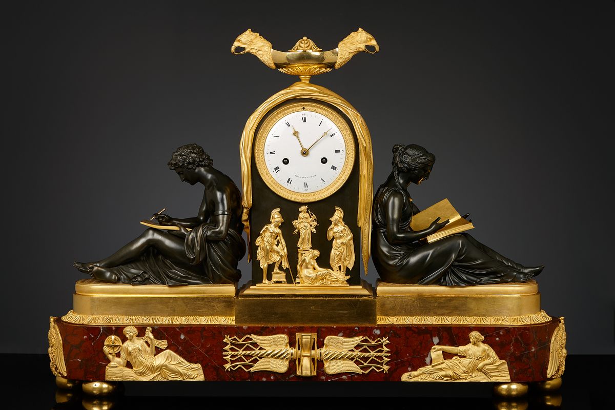 French Empire Mantel Clock, l'étude et le philosophie - image 1
