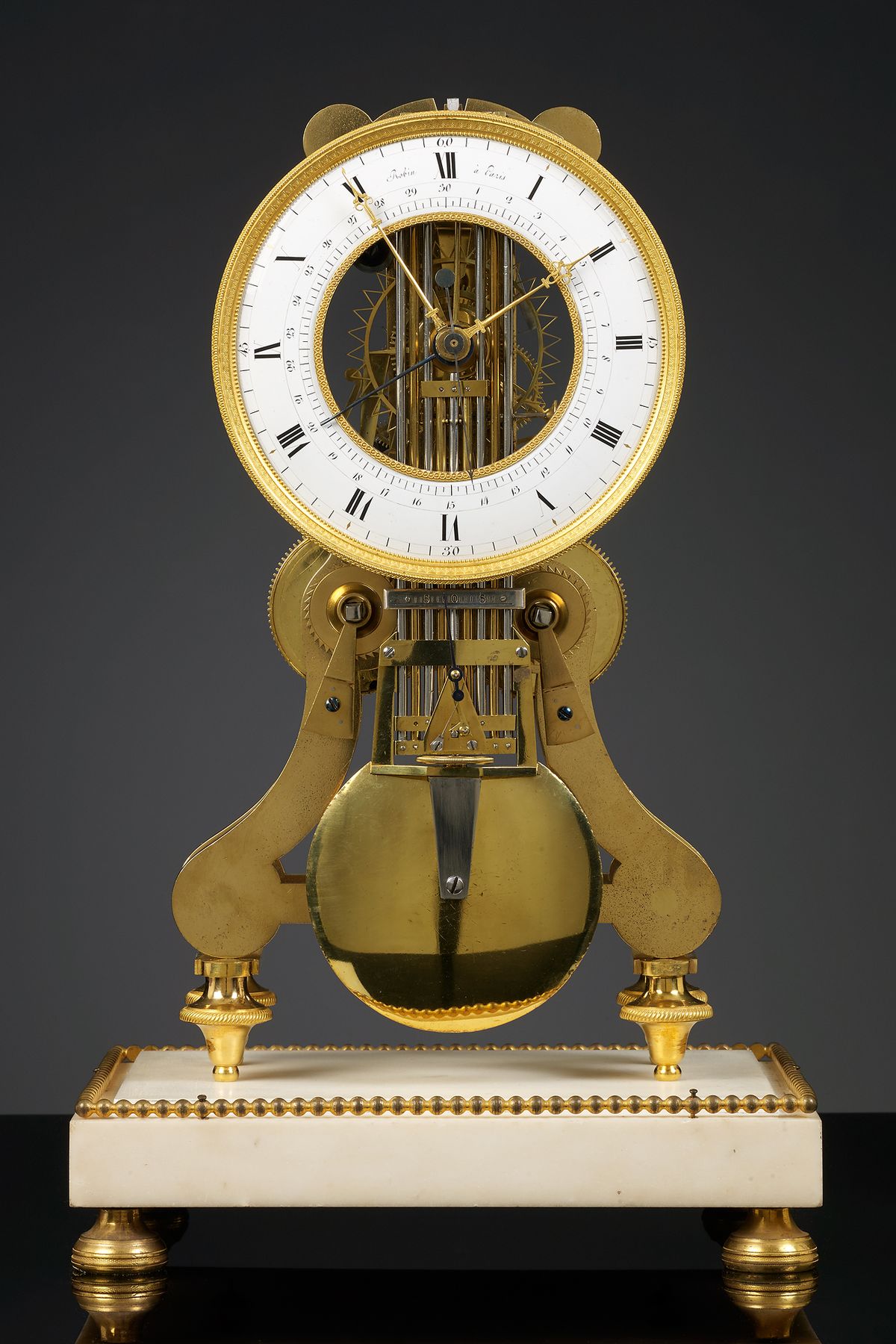 Franse Louis XVI Skeletpendule, Robert Robin - afbeelding 1