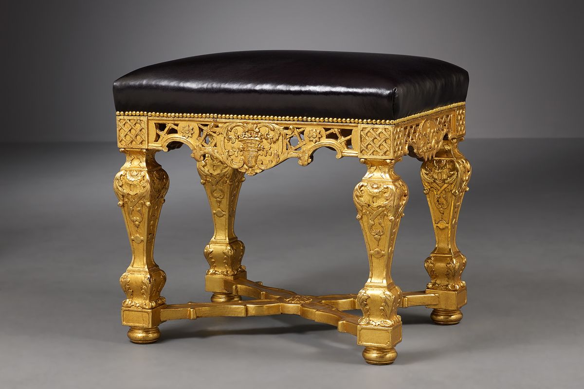 Giltwood Louis XIV Tabouret, Liège