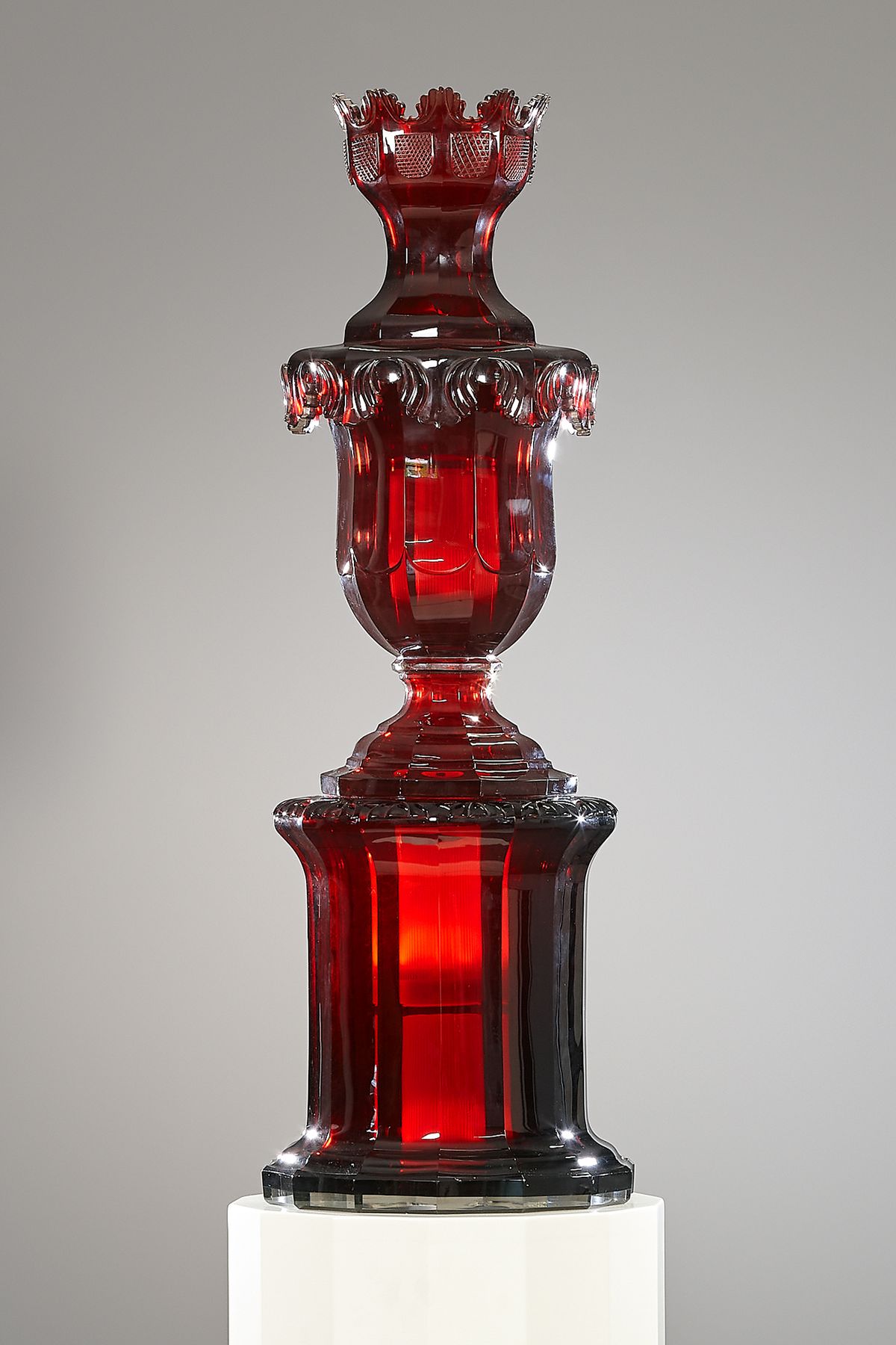 Large Russian ruby red glass decorative vase, Imperial Glass Factory, St Petersburg - image 1