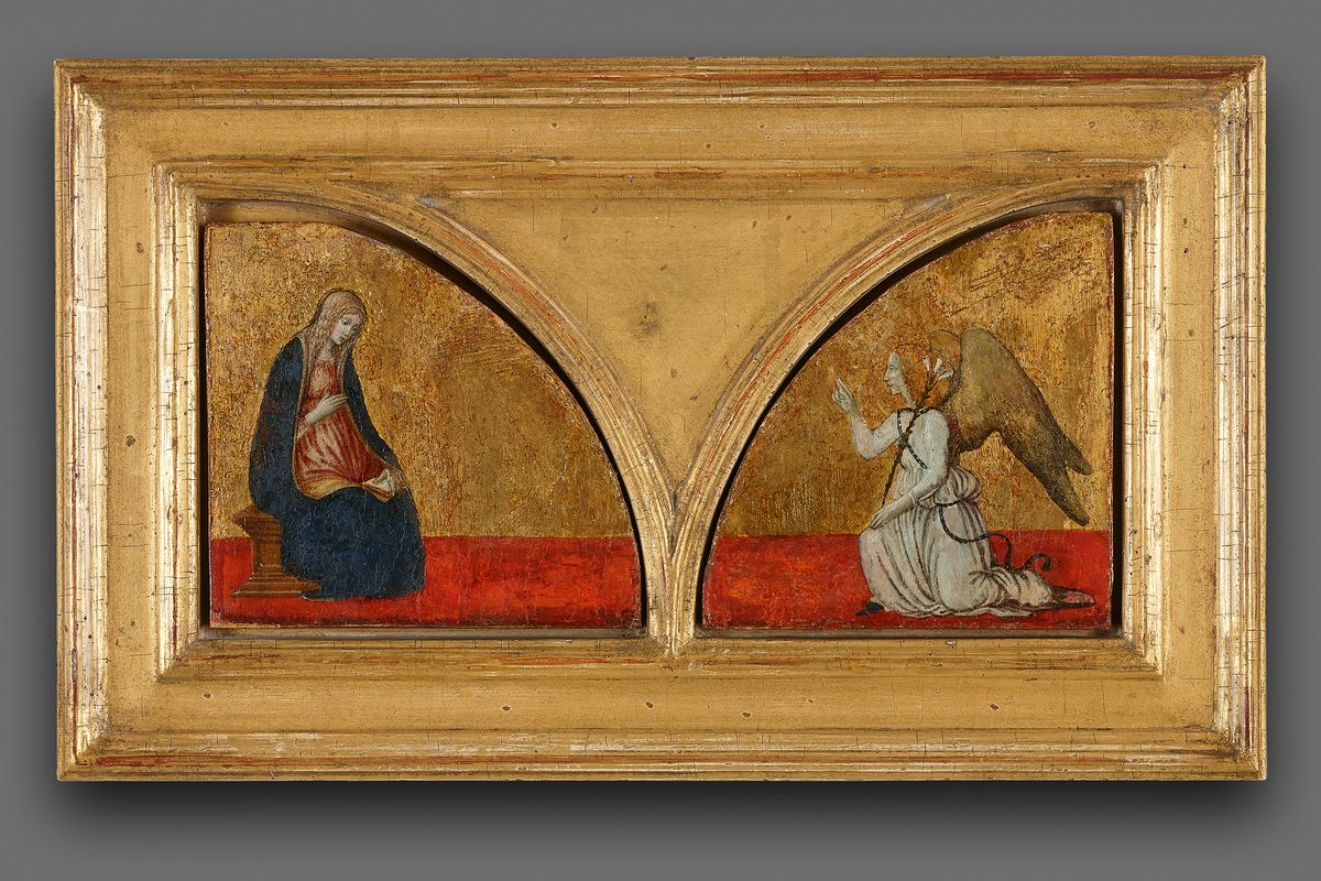 Francesco Botticini (1446-1498), The Annunciation, upper section of the wings of a retable