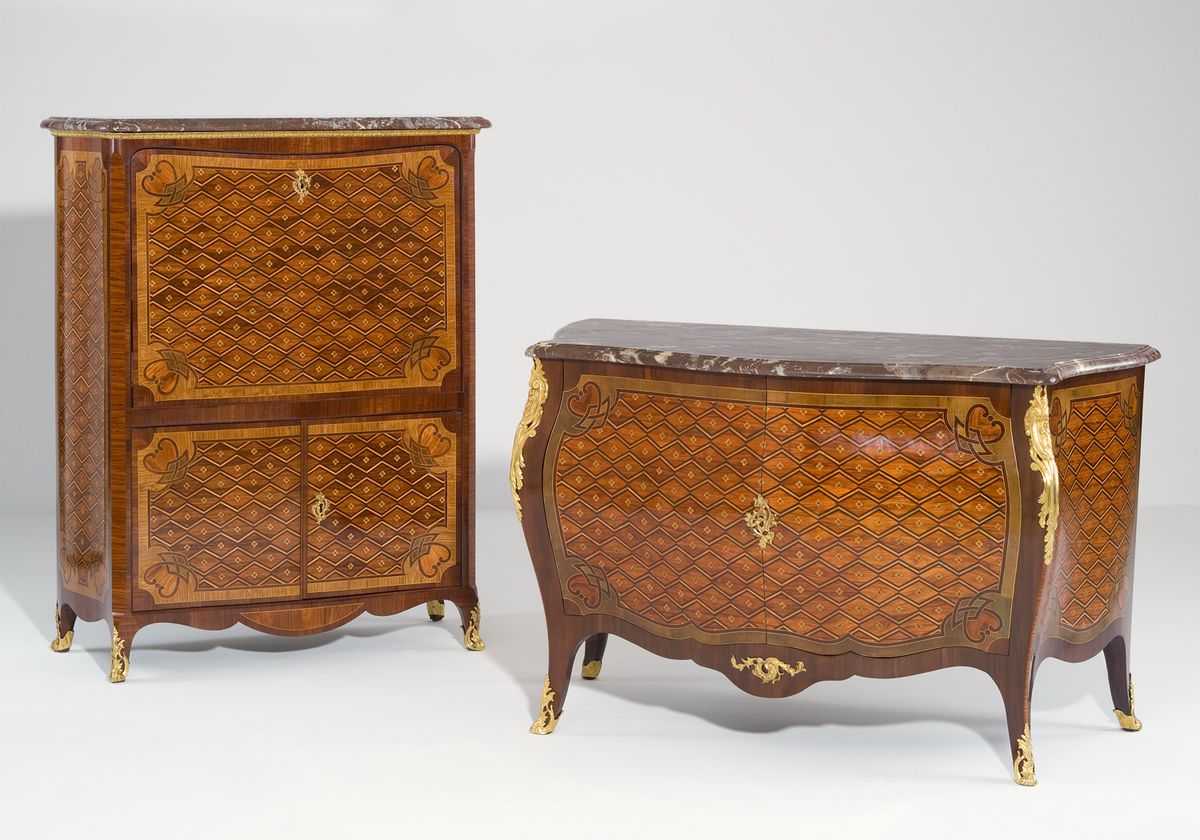 Hollands Transition ensemble van een commode en een secrétaire à abattant - afbeelding 1