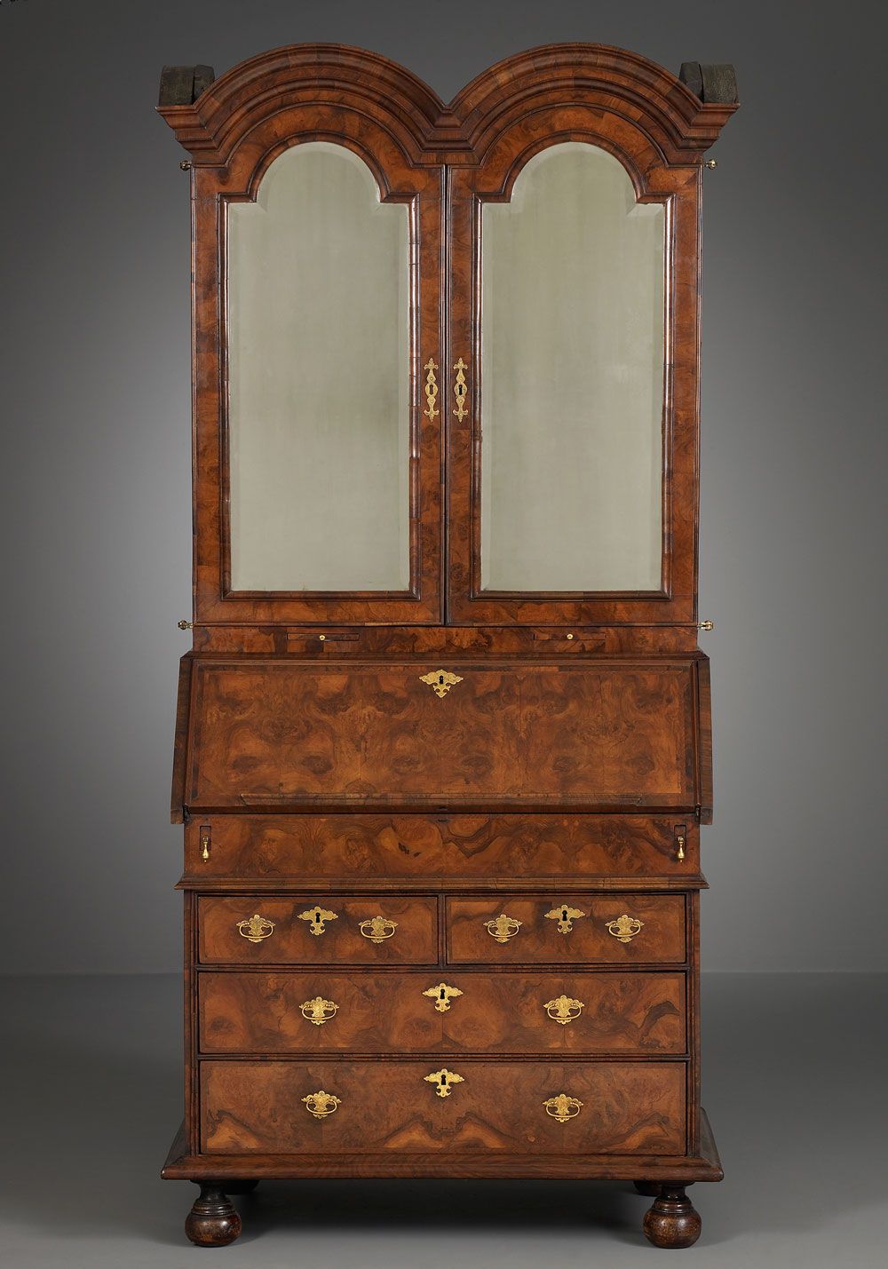 English Double Domed Bureau Bookcase - image 1