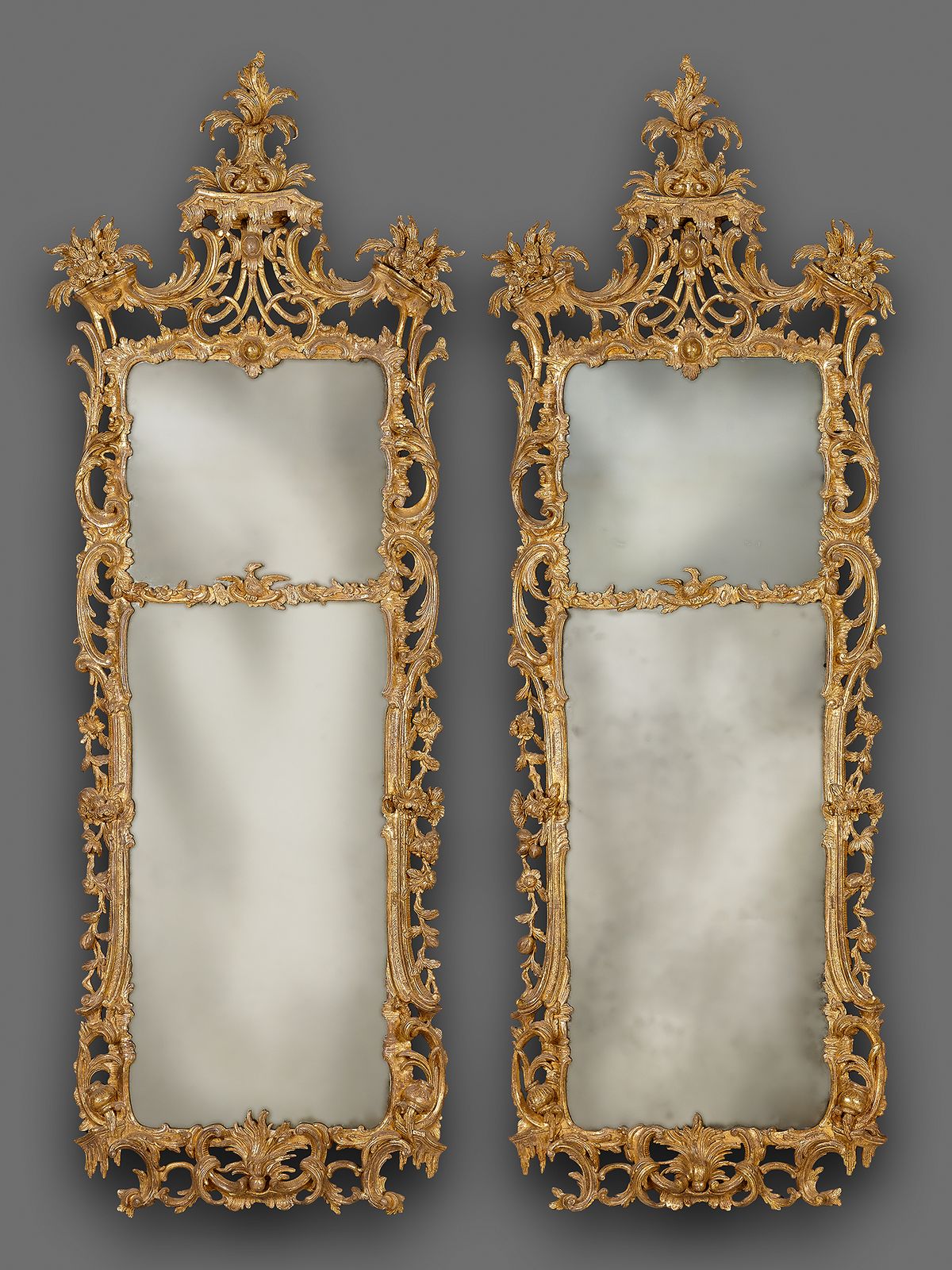 Pair of George II giltwood pier mirrors