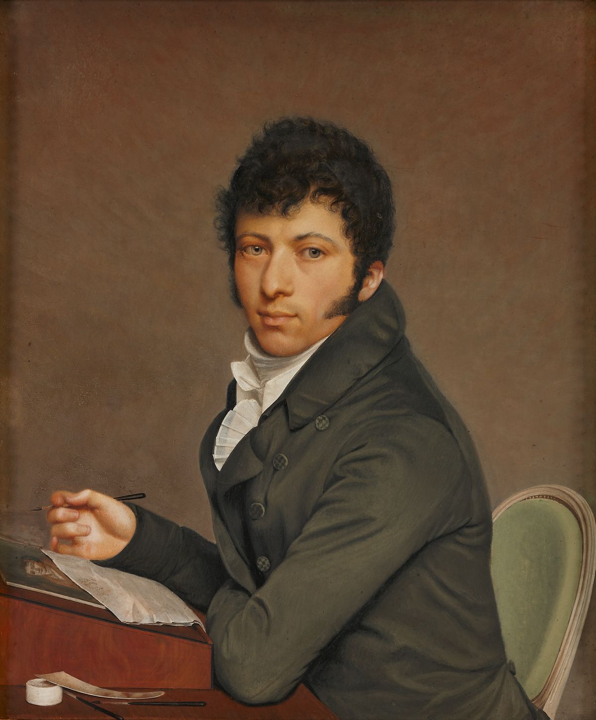 Circle of Jacques-Louis David: Self portrait of a writing man - image 1