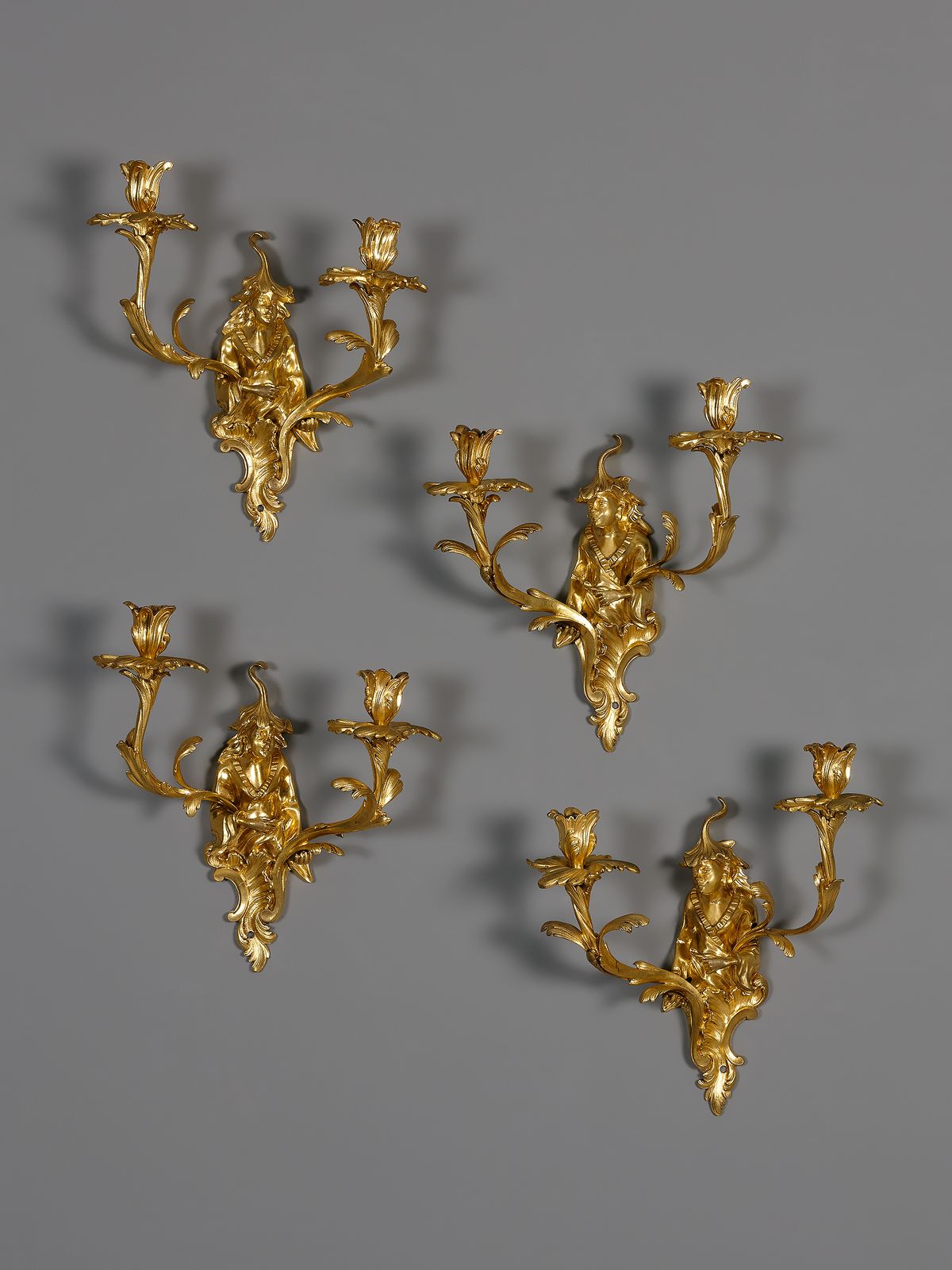 Vier Franse Louis XV appliques aux chinois - image 1
