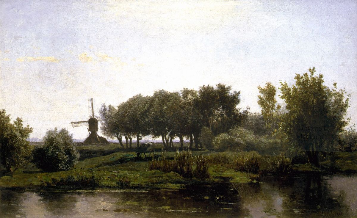 Summer landschap with mill
