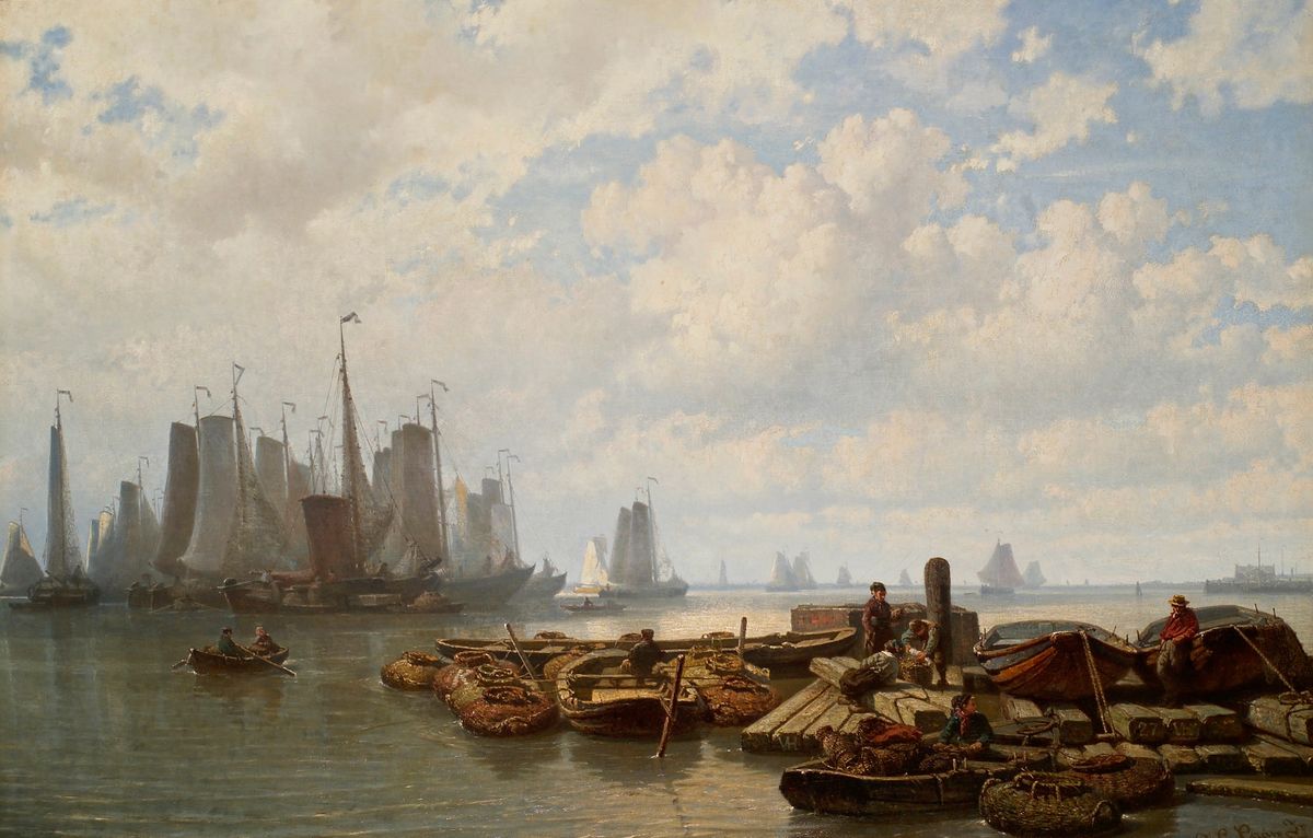 Fishing vessels on the IJ near Amsterdam