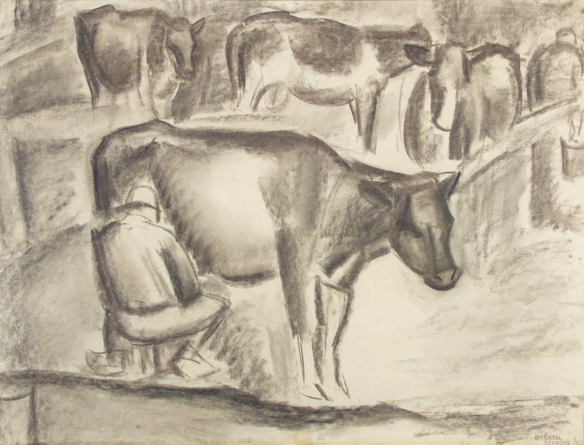 Leo Gestel, 'Beemster', charcoal on paper, 1922 - image 1