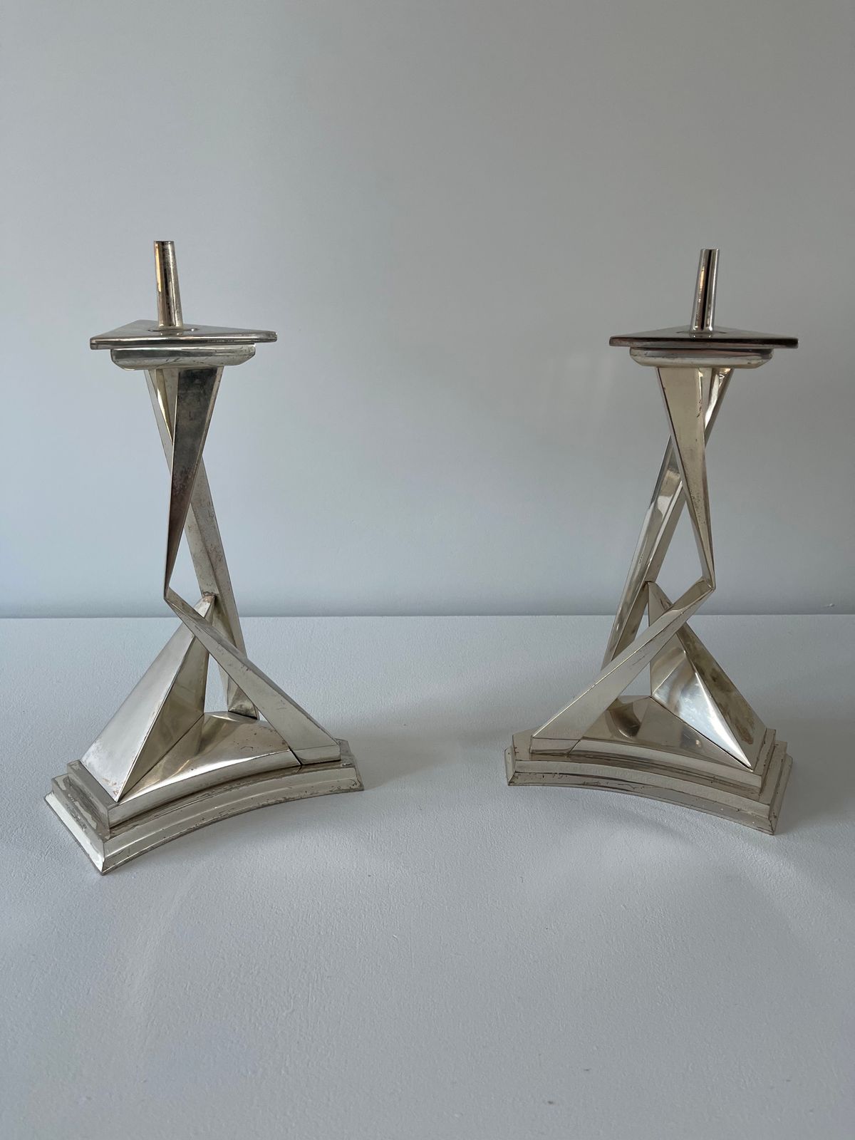 Salvadore Dali, a set CHROMIUM PLATED METAL PRICKET CANDLESTICKS: L'IMMORTALITI DE CASTOR ET POLLUX - image 1