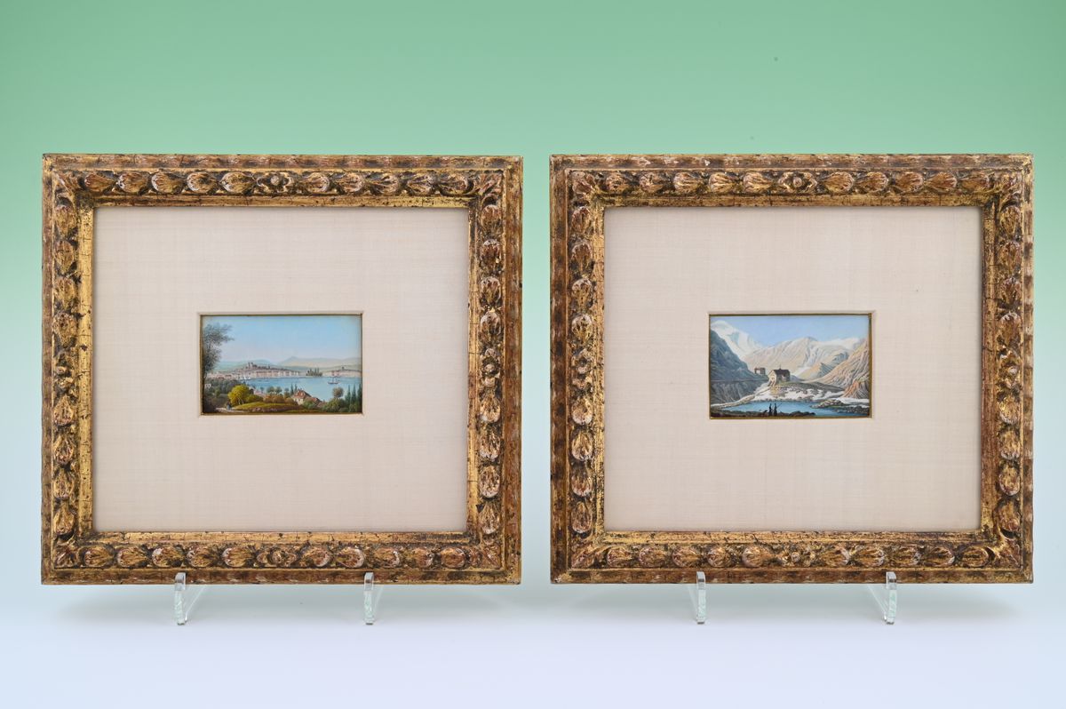 Een paar Grand Tour gouaches - afbeelding 1