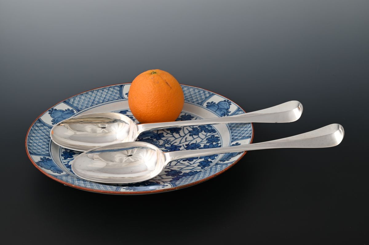Two large silver serving spoons - image 1