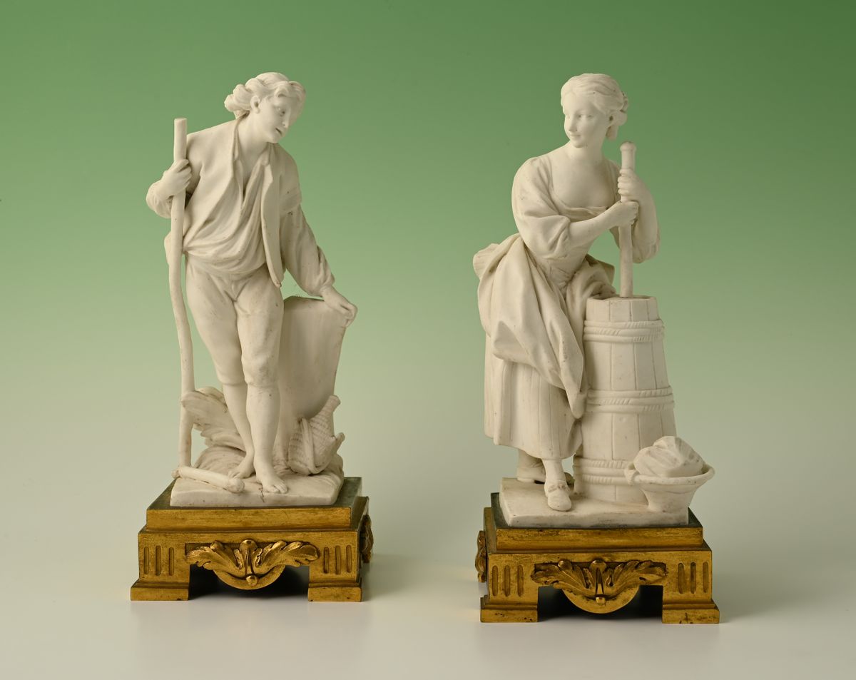Een paar decoratieve biscuit-porseleinen beeldjes - afbeelding 1