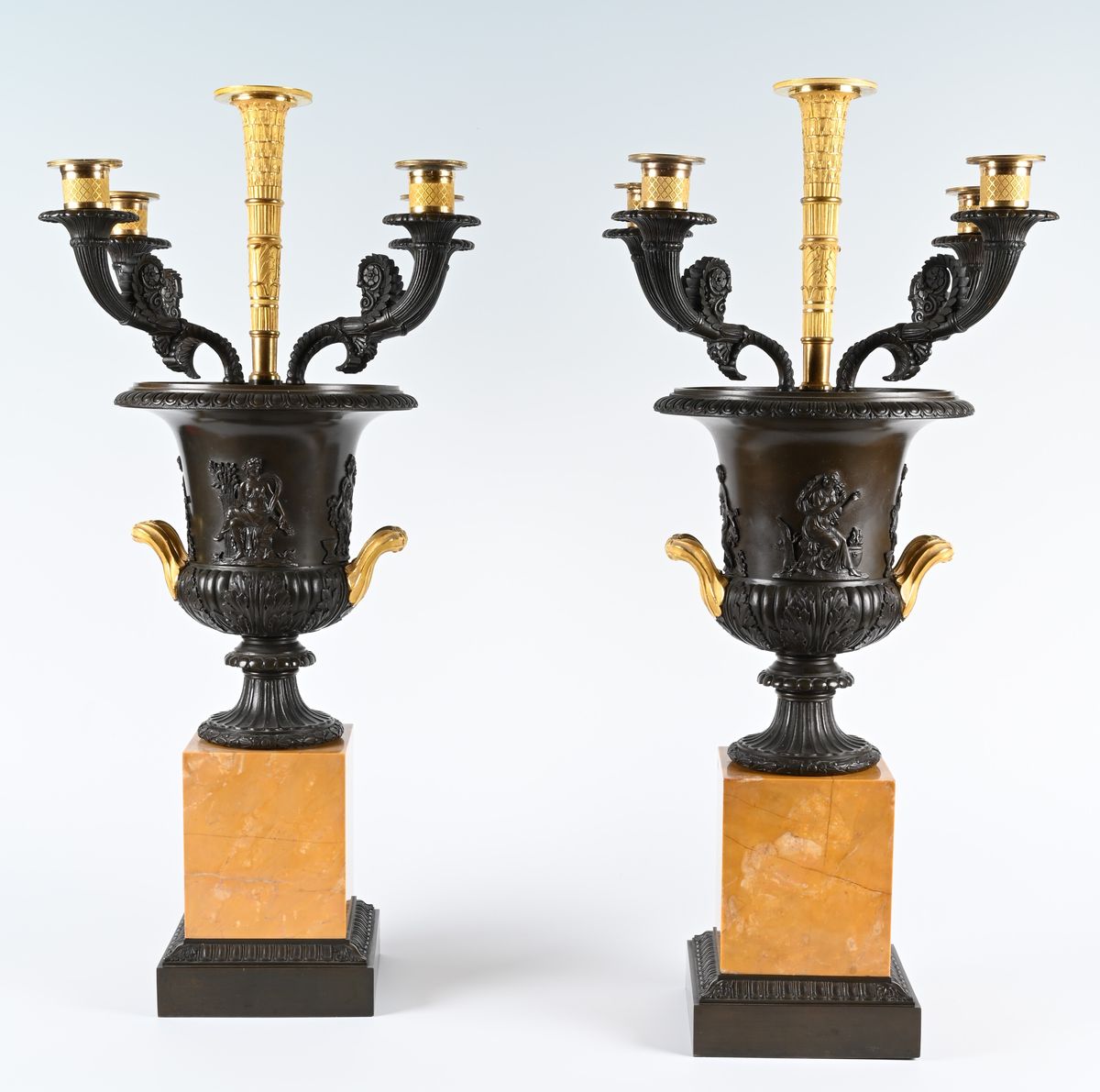 A pair of bronze and ormolu Charles X coupes / candlesticks. - image 1