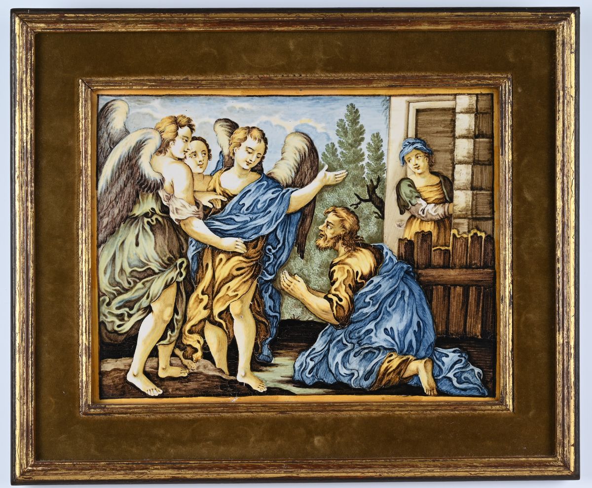 Een majolica plaquette, Castelli. - afbeelding 1