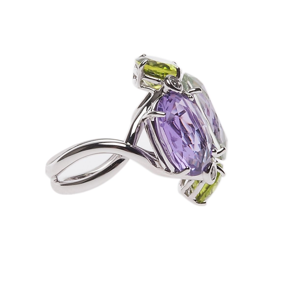 18 Karaat Wit Gouden Ring Met Amethist - afbeelding 1