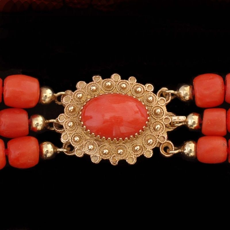 Antiek bloedkoraal collier - afbeelding 1