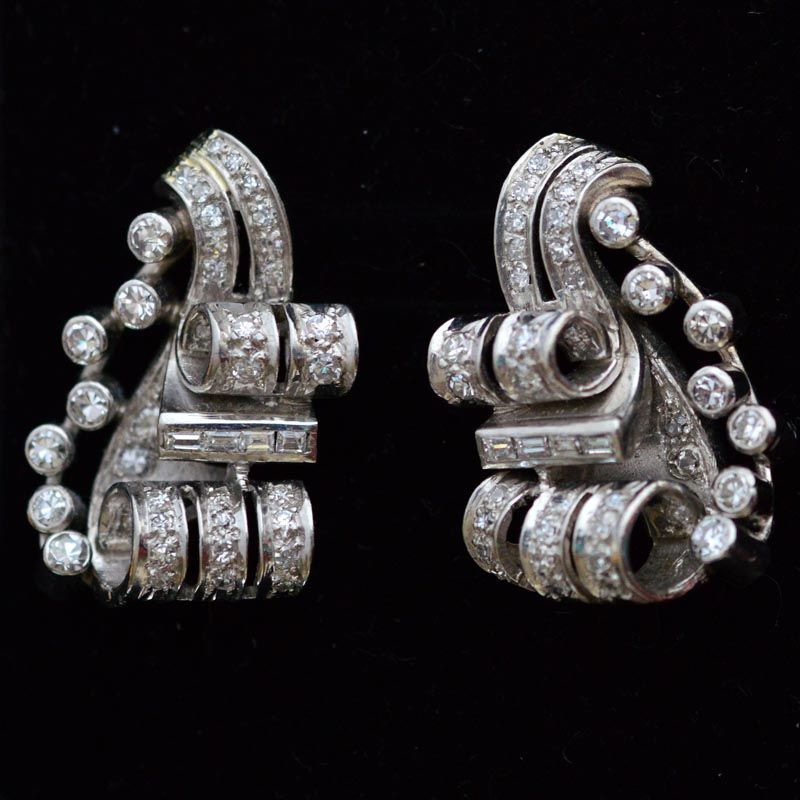1940s Platinum earrings - image 1