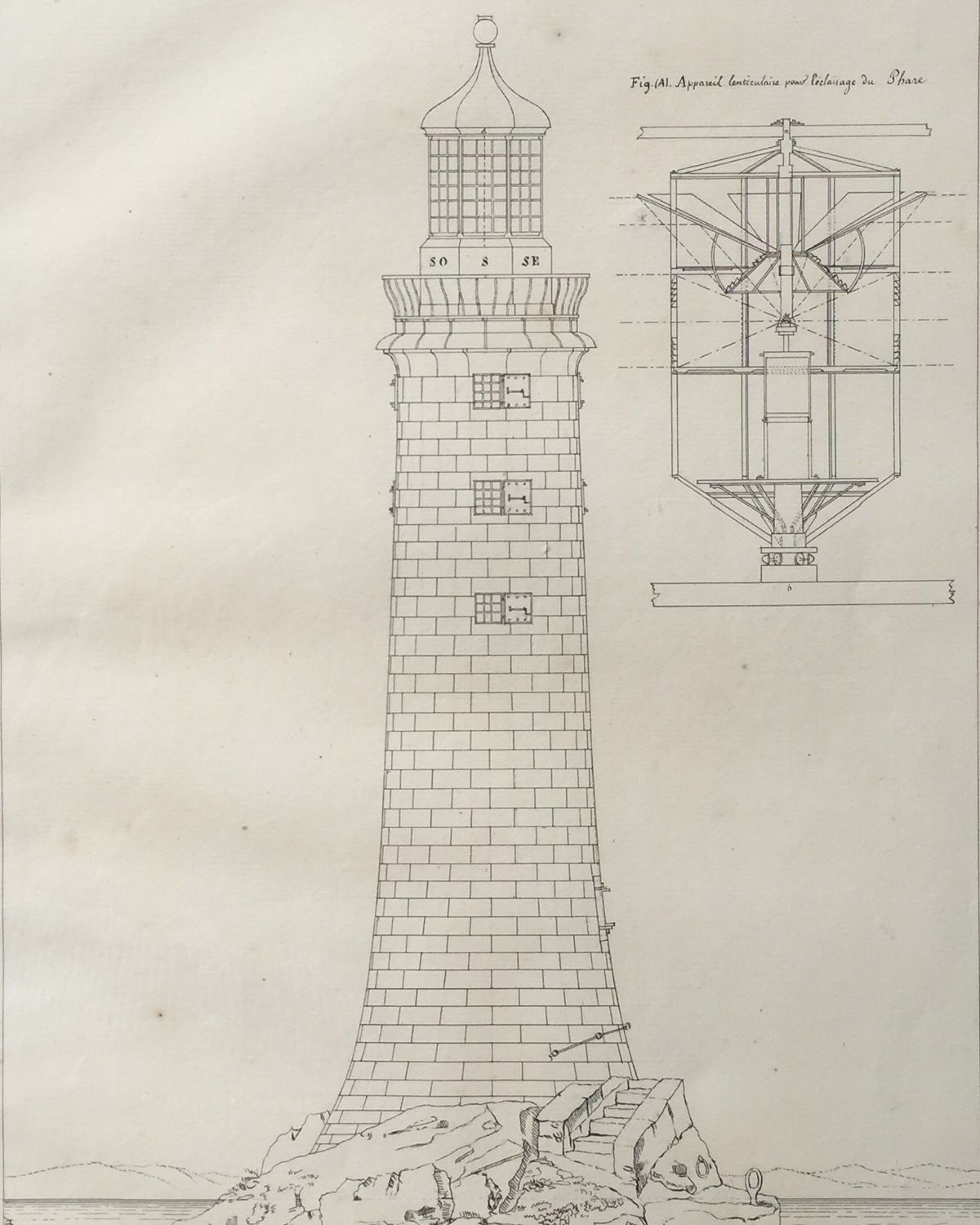 J.F. Malinvaud: study drawings of the Eddystone Lighthouse - image 1