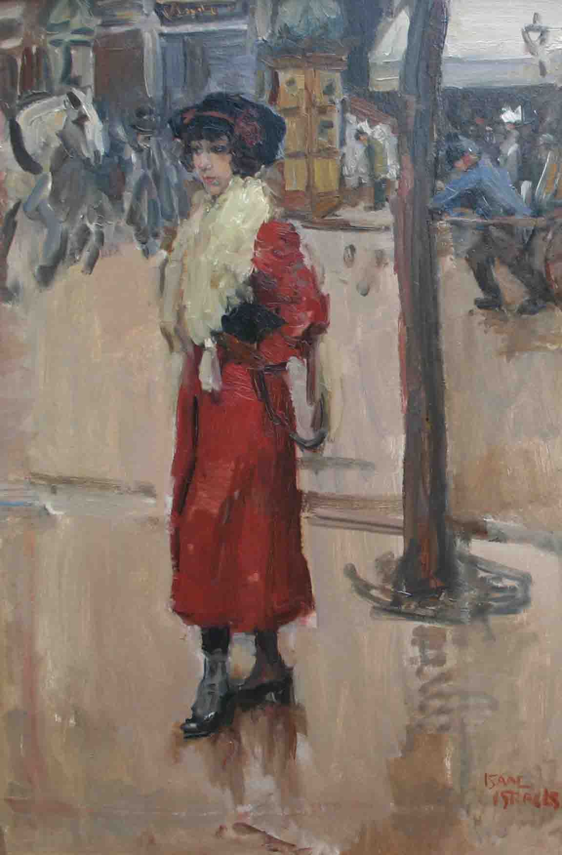 Parisienne met rode mantel