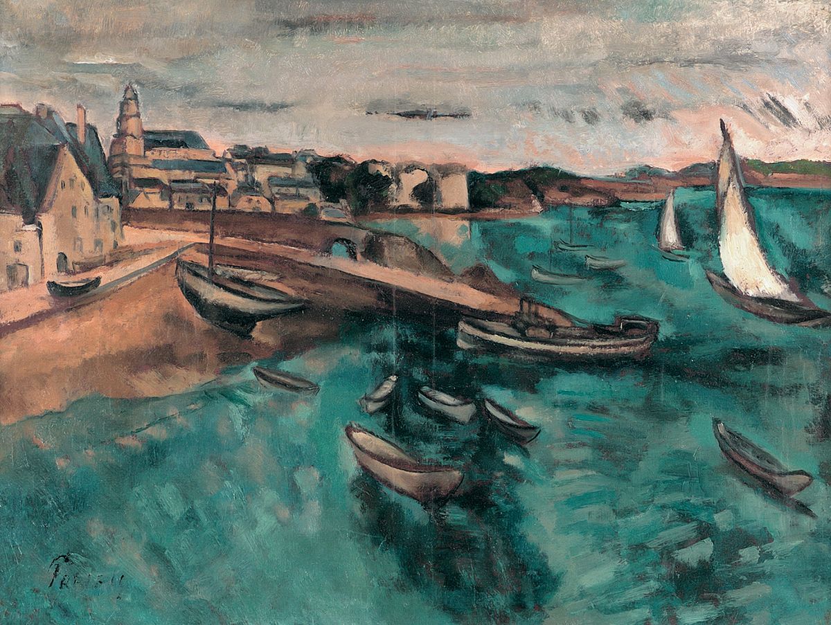 Sailing ships in a port