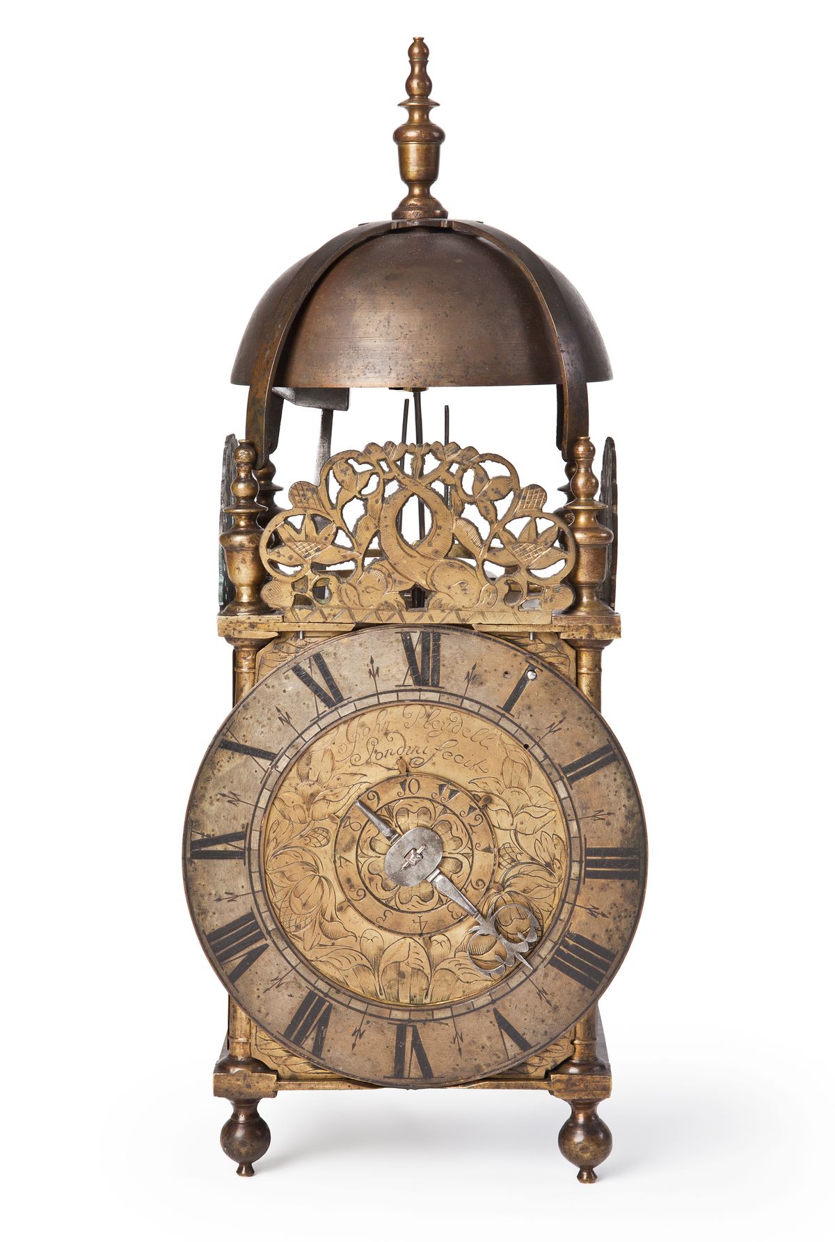 An early English brass engraved Italian striking lantern clock, by John Pleydell, circa 1675 - image 1