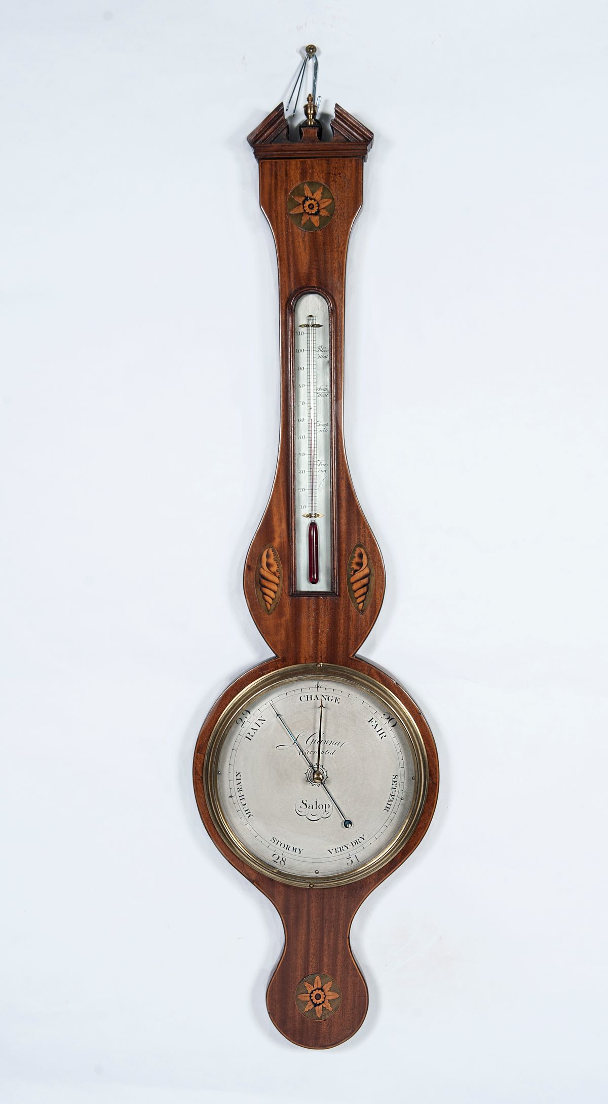 A good English mahogany inlaid wheelbarometer by L. Giannal Salop, circa 1820. - image 1