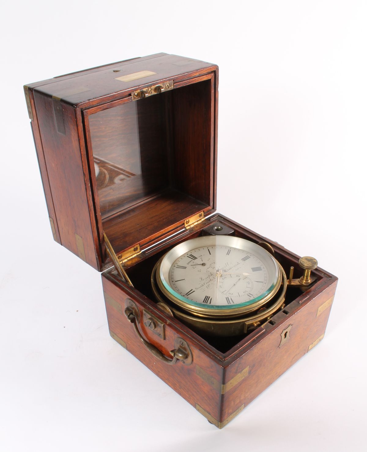 Een Engelse palissander 56-uurs chronometer, door Joseph Sewill, omsteeks 1870 - afbeelding 1