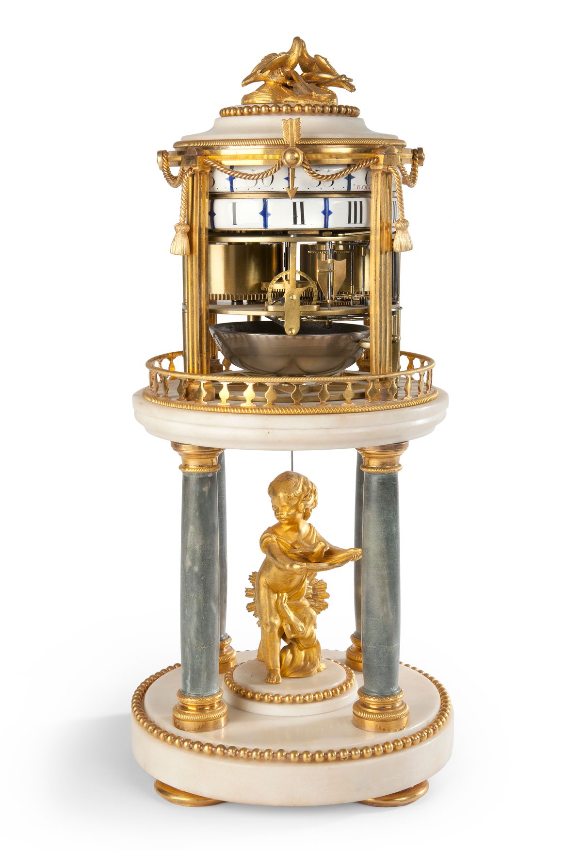 An attractive French Louis XVI ormolu and marble 'cercles tournants' mantel clock, by Barancourt, circa 1780 - image 1