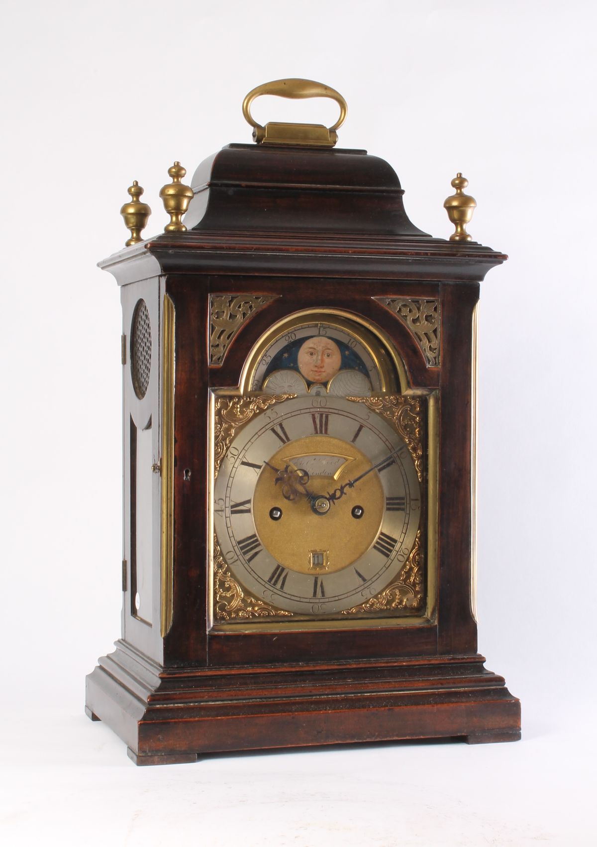 A small English ebonised table clock with moonphase, by Robert Wood, circa 1770 - image 1