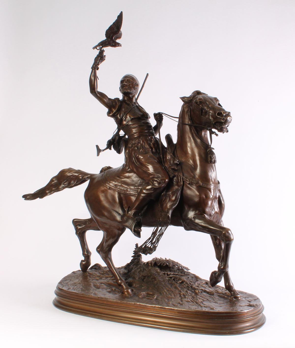 The Arab Falconer, a fine bronze statue by Pierre Jules Mene 1810 - 1879 - image 1