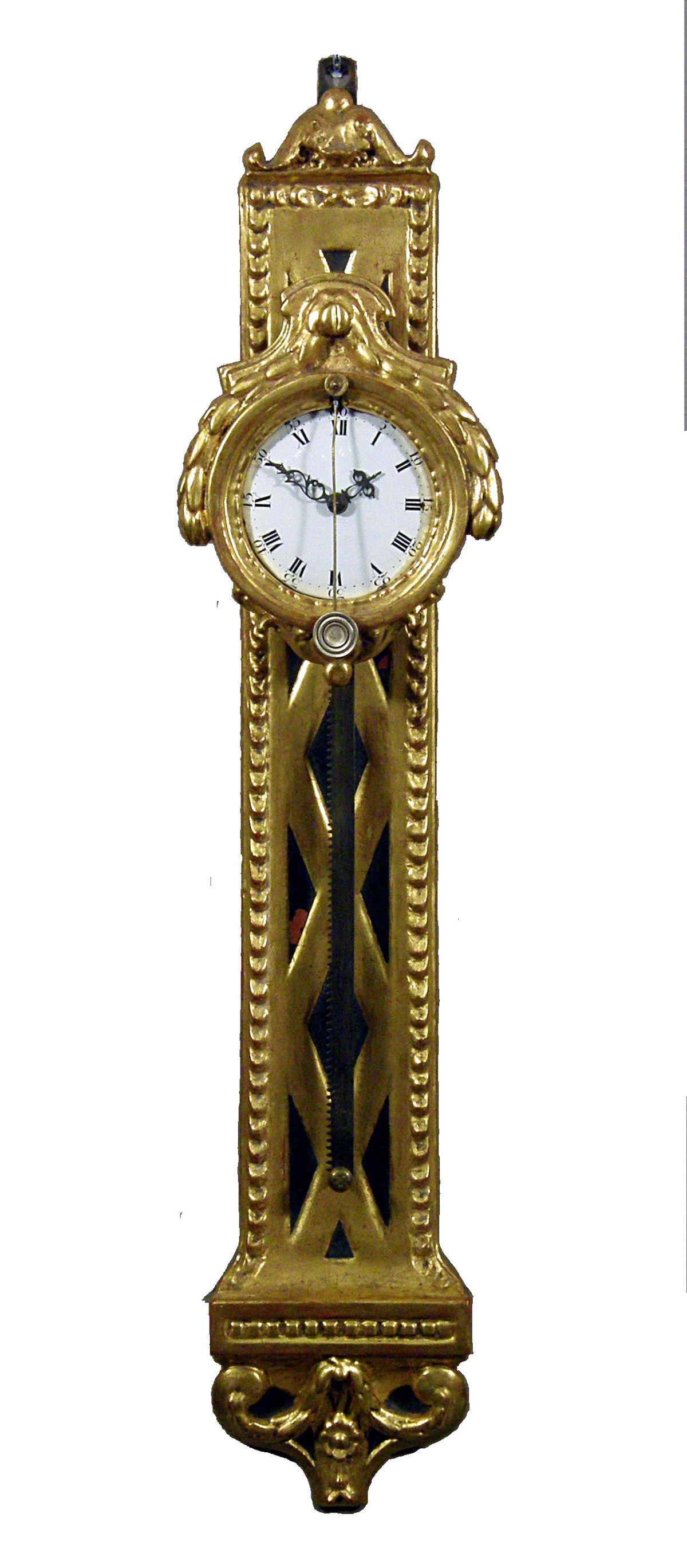 Een Zuid-Duitse Lodewijk XVI verguld houten zaagklok, omstreeks 1760 - afbeelding 1