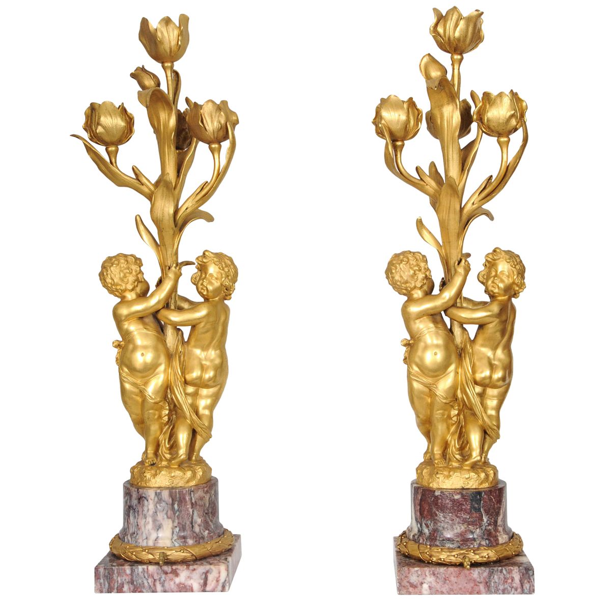 A pair of large gilt bronze and marble figural lamps attributed to E.F. Caldwell, circa 1900 - image 1