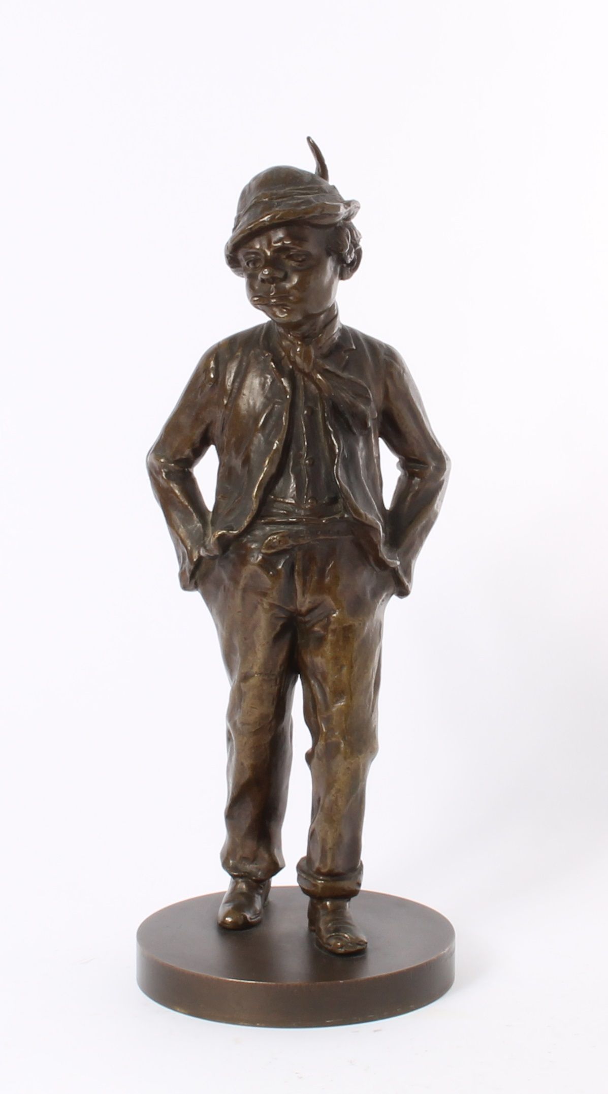 'walking peasant', lost wax patinated bronze sculpture, circa 1900. - image 1