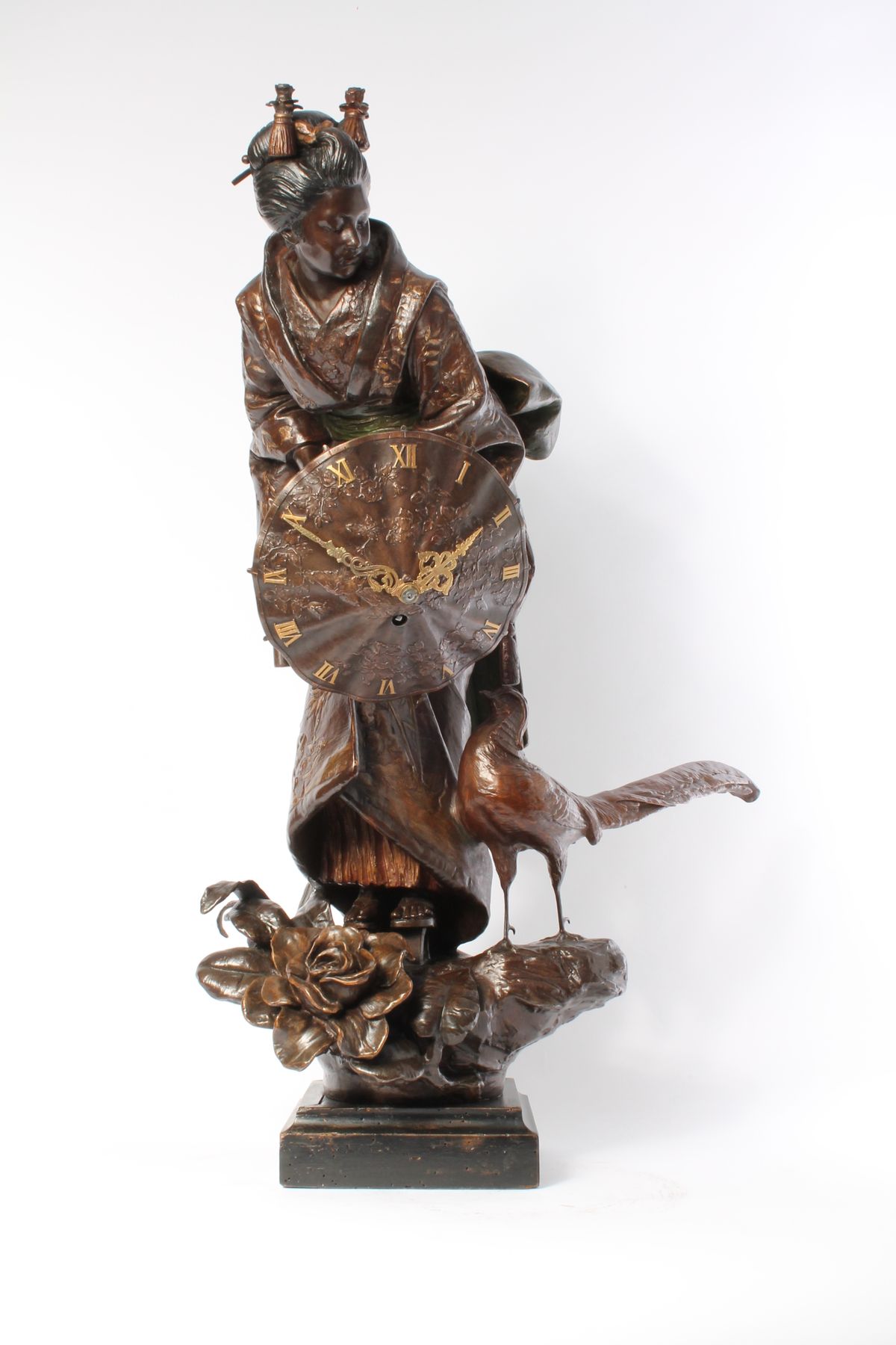 A rare and attractive French bronze patinated metal sculptural 'Oriental' timepiece, circa 1880. - image 1